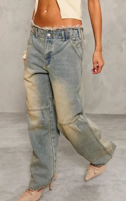 Petite Vintage Frayed Edge Waistband Boyfriend Jeans