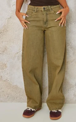 Petite Vintage Oil Wash Low Waist Wide Leg Jeans