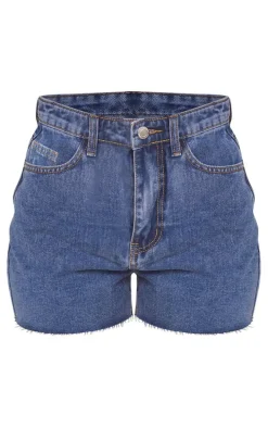 Petite Vintage Wash Frayed Hem Denim Shorts