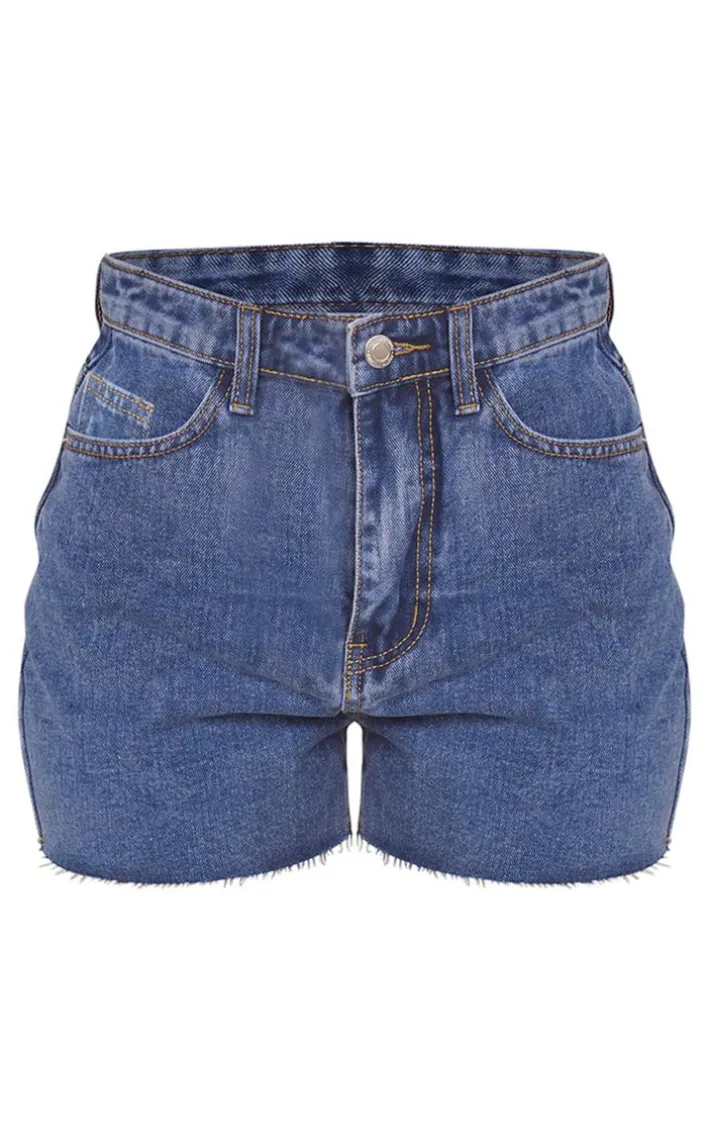 Petite Vintage Wash Frayed Hem Denim Shorts