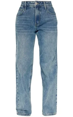 Petite Vintage Wash Rigid Low Rise Straight Leg Jeans