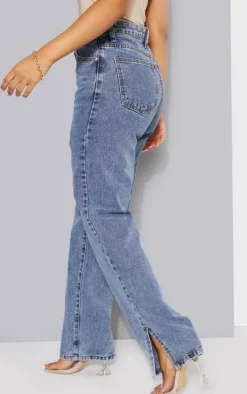 Petite Vintage Wash Split Hem Jeans