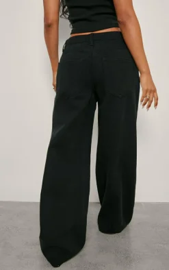 Petite Washed Black Wide Leg Jean