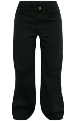 Petite Washed Black Wide Leg Jean