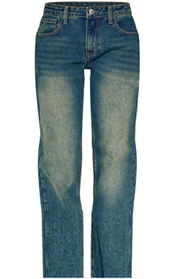 Petite Washed Green Rigid Low Rise Straight Leg Jeans