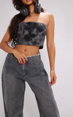 Petite Washed Grey Fray Waist Low Rise Straight Leg Jeans