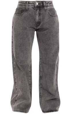 Petite Washed Grey Low Rise Boyfriend Jeans