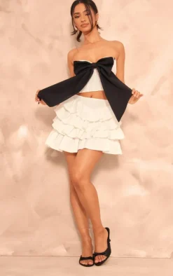 Petite White Bandeau Bow Corset Top