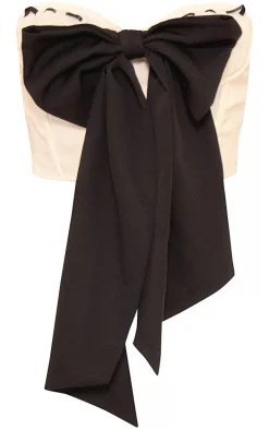 Petite White Bandeau Bow Corset Top