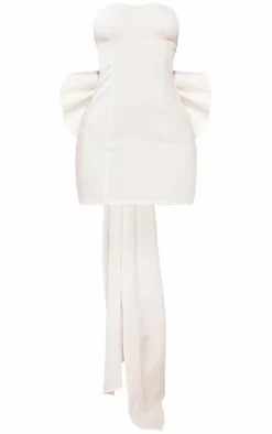 Petite White Bandeau Bow Detail Mini Dress