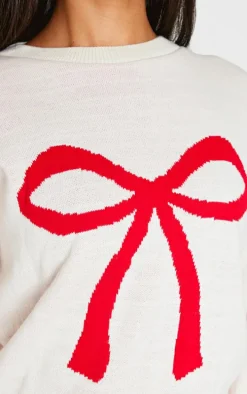 Petite White Bow Christmas Sweater