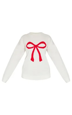 Petite White Bow Christmas Sweater