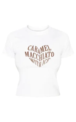 Petite White Cap Sleeve Graphic Crop Top