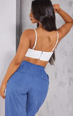 Petite White Corset Woven Strappy Crop Top