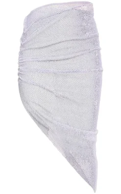 Petite White Diamante Asymmetric Midaxi Skirt
