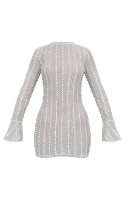 Petite White Distressed Open Back Mini Dress