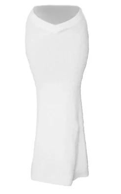Petite White Fluffy Knit V Front Maxi Skirt
