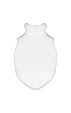 Petite White Fluffy Knit High Neck Curved Hem Crop Top