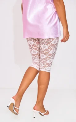 Petite White Lace Capri Pants