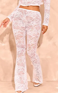 Petite White Lace Skinny Flares