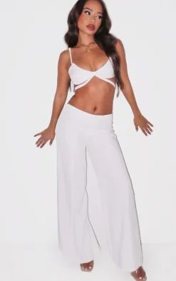 Petite White Low Waist Woven Pants