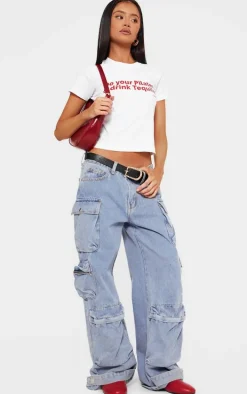 Petite White Pilates Graphic Fitted Top