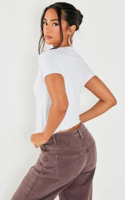 Petite White Premium Cotton Cap Sleeve T-shirt