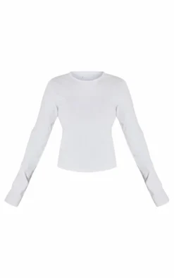 Petite White Premium Cotton Long Sleeve Fitted T-shirt