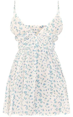 Petite White Printed Strappy Floral Shift Dress