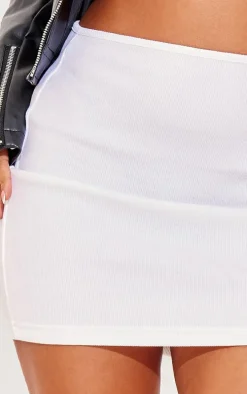 Petite White Ribbed Mini Skirt