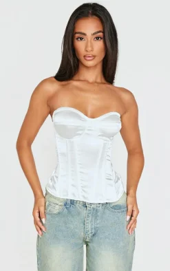 Petite White Satin Corset