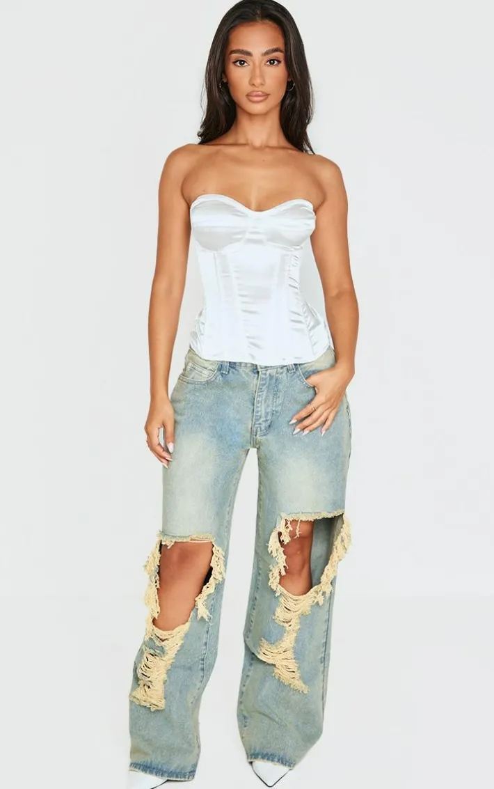 Petite White Satin Corset