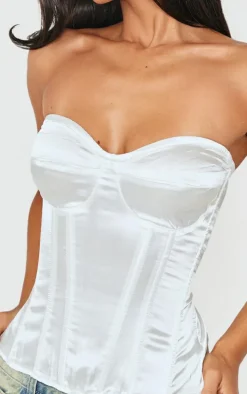 Petite White Satin Corset