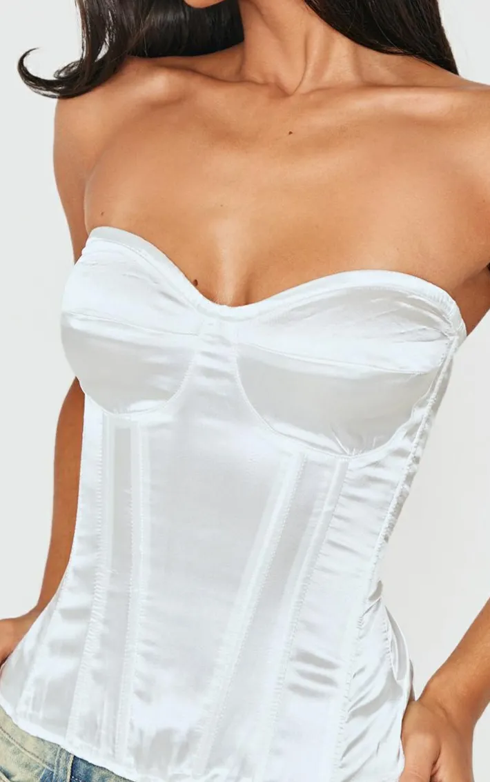 Petite White Satin Corset