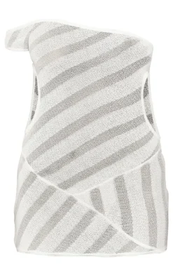 Petite White Sheer One Shoulder Mini Dress