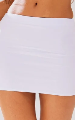 Petite White Slinky Basic Low Rise Extreme Micro Mini Skirt