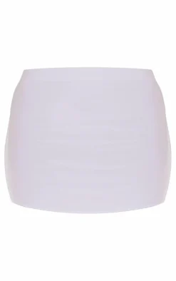 Petite White Slinky Basic Low Rise Extreme Micro Mini Skirt