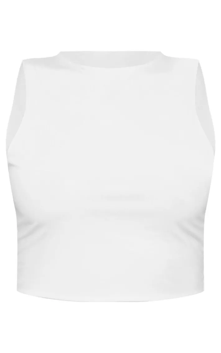 Petite White Slinky Racer Crop Top