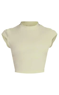 Petite White Snatched Sculpt Short Sleeve Crop Top