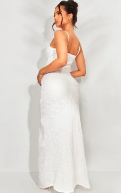 Petite White Strappy Textured Cut Out Maxi Dress