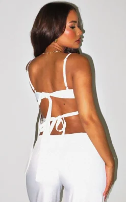 Petite White Strappy Woven Bralet