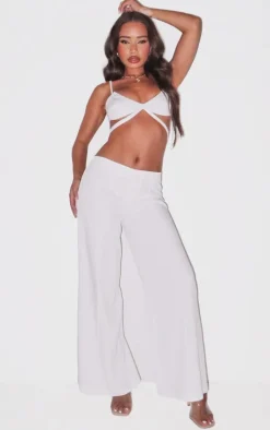 Petite White Strappy Woven Bralet