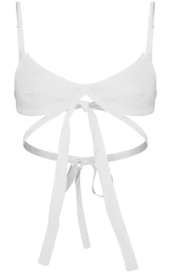 Petite White Strappy Woven Bralet