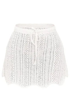 Petite White Textured Bandeau Twist Front Crop Top