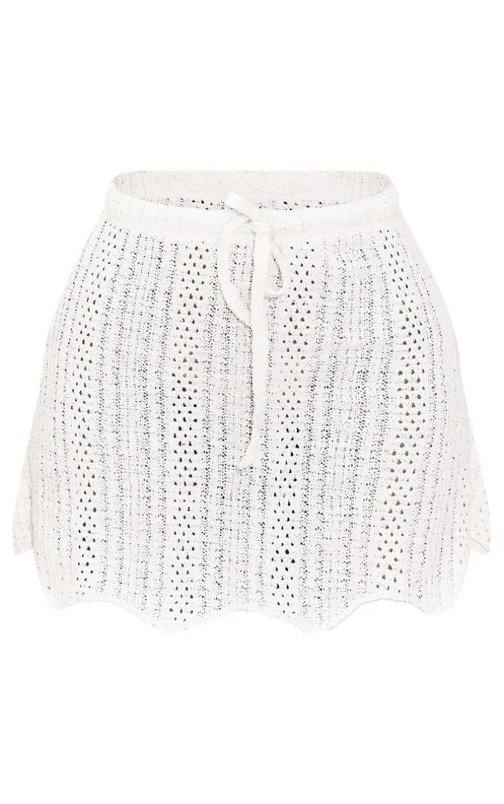 Petite White Textured Bandeau Twist Front Crop Top