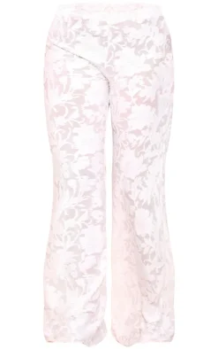 Petite White Textured Elasticated Wide Leg Pants