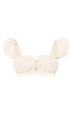 Petite White Textured Frill Detail Crop Top
