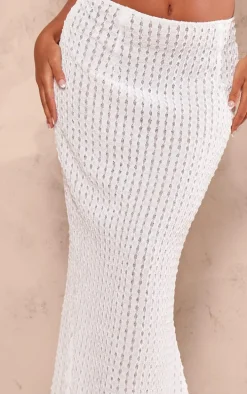 Petite White Textured Jersey Midaxi Skirt