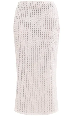 Petite White Textured Jersey Midaxi Skirt
