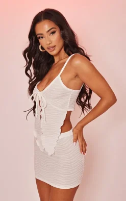 Petite White Textured Mini Skirt